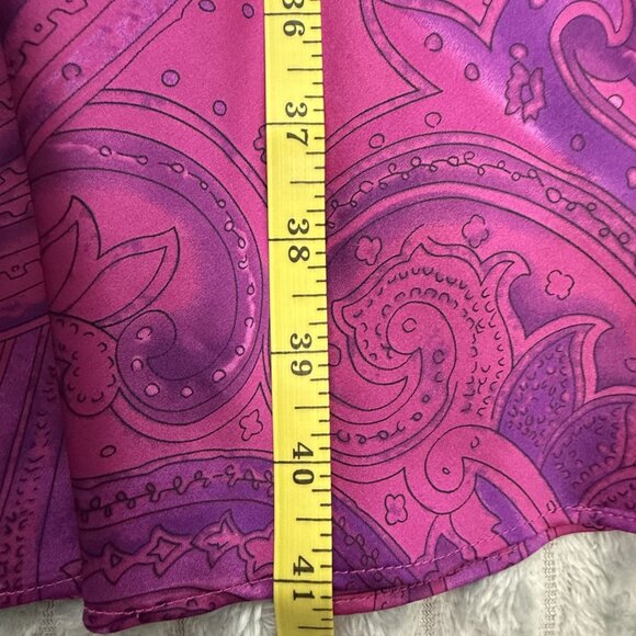 Ralph Lauren Dress Size 10 Pink Fuchsia Paisley Sleeveless A-Line Surplice Midi - Picture 7 of 10